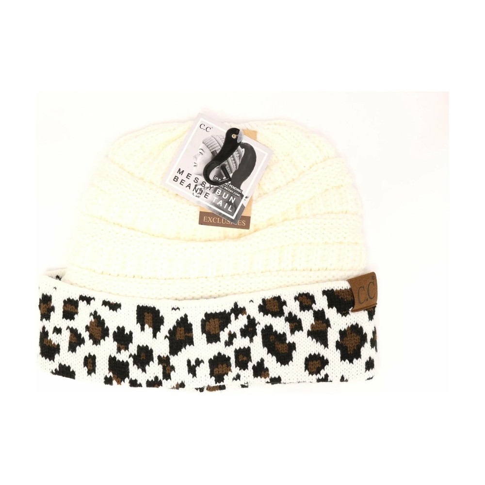 C.C Exclusive Messy Bun Beanie Tail - Leopard - MB80