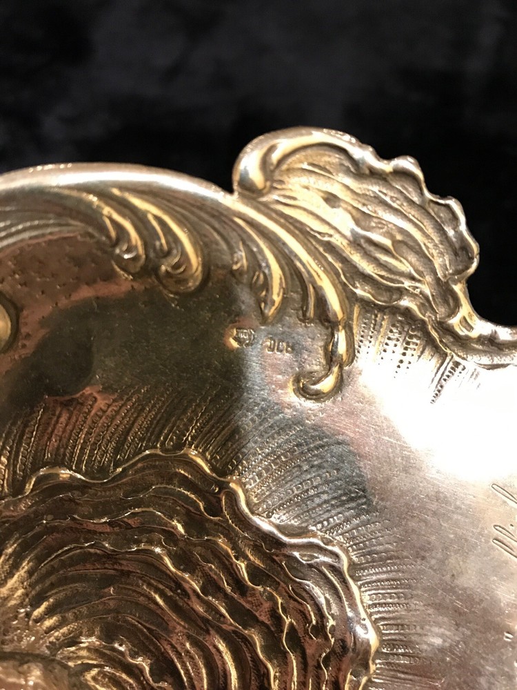 Antique 800 Silver Engraved Footed Dish