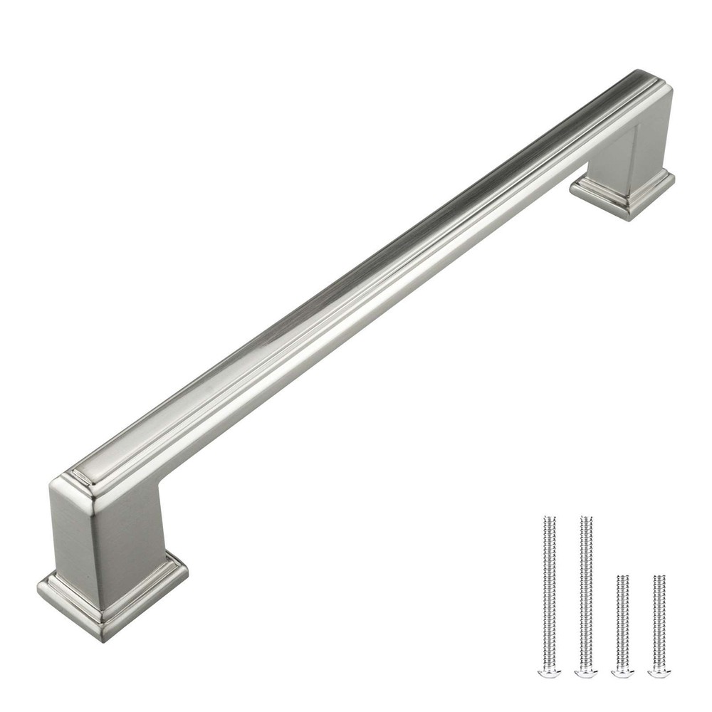 Square Brushed Chrome Solid Cabinet Handles Pulls Kitchen Bathroom Modern Style
