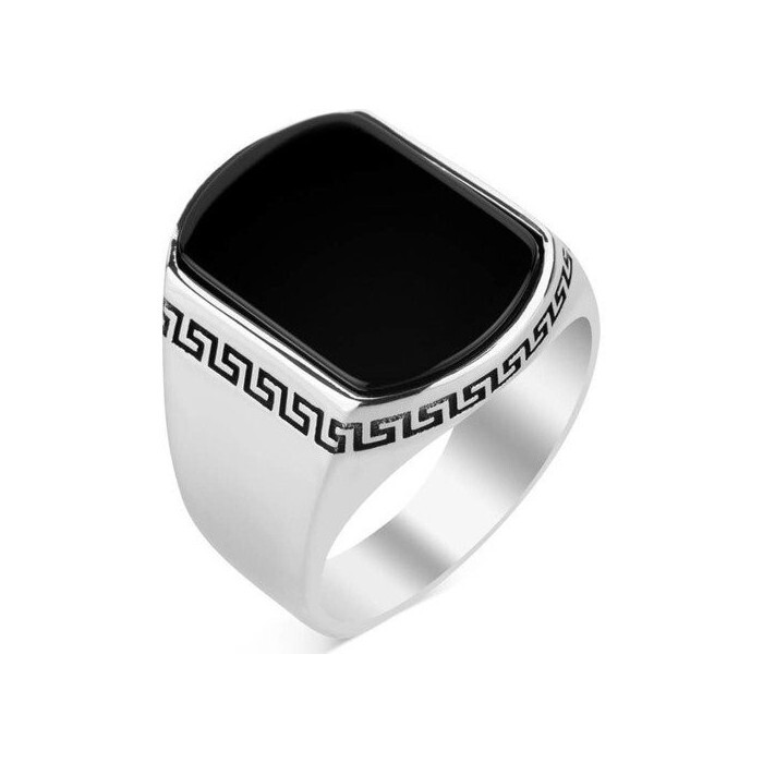 Solid 925 Sterling Silver Black Onyx Cabochon Men's Fine Handmade Ring