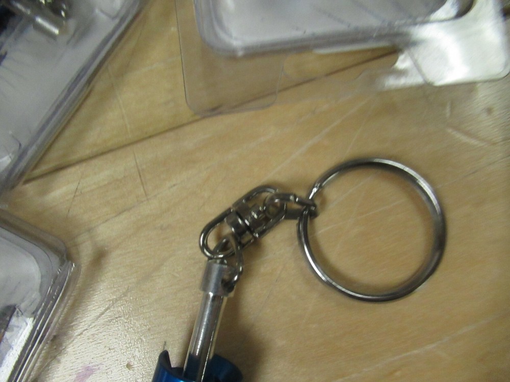 GETS THREE (3) KEY CHAINS - ANODIZED BLUE PISTON - MOTORCYCLE ATV UTV MX KART