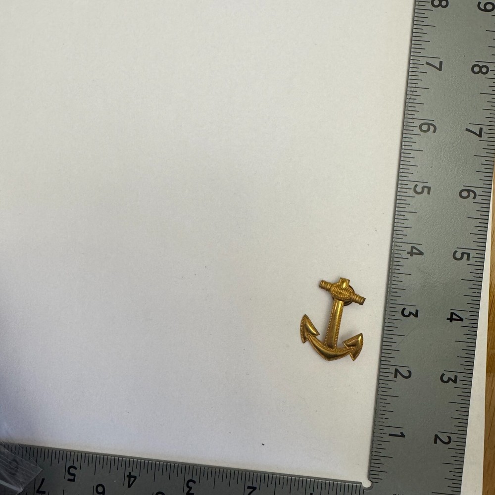 Gold Tone Naval Anchor Insignia