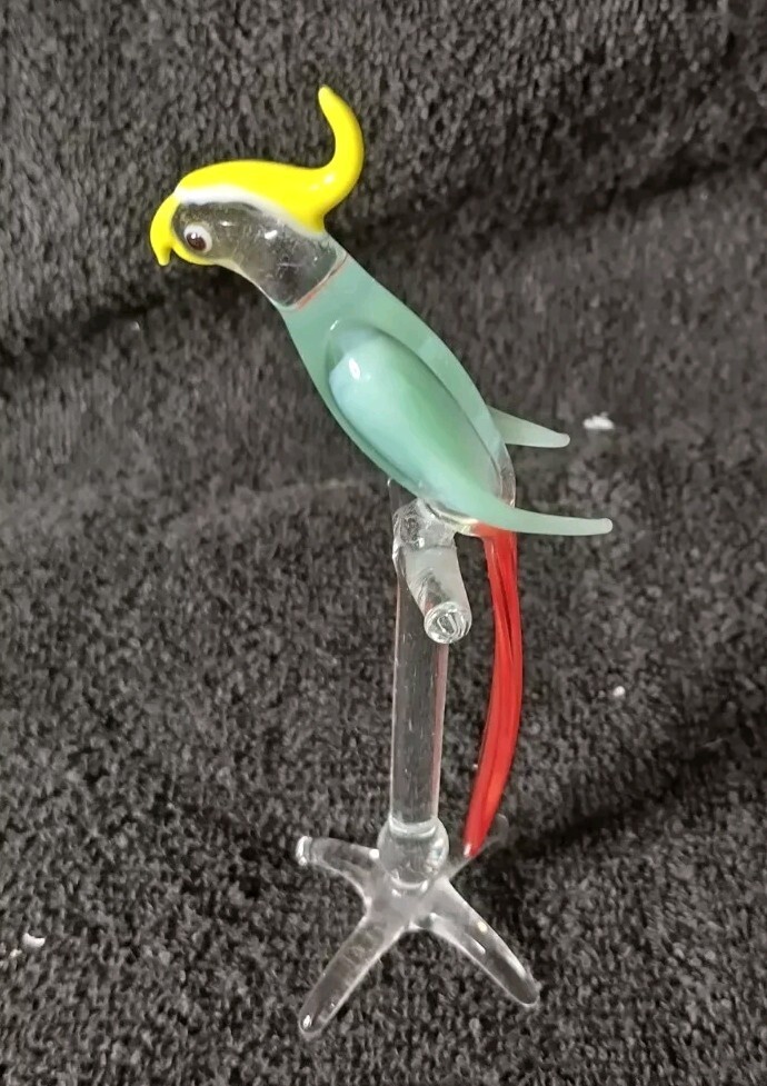 Glass Parrot Figurine