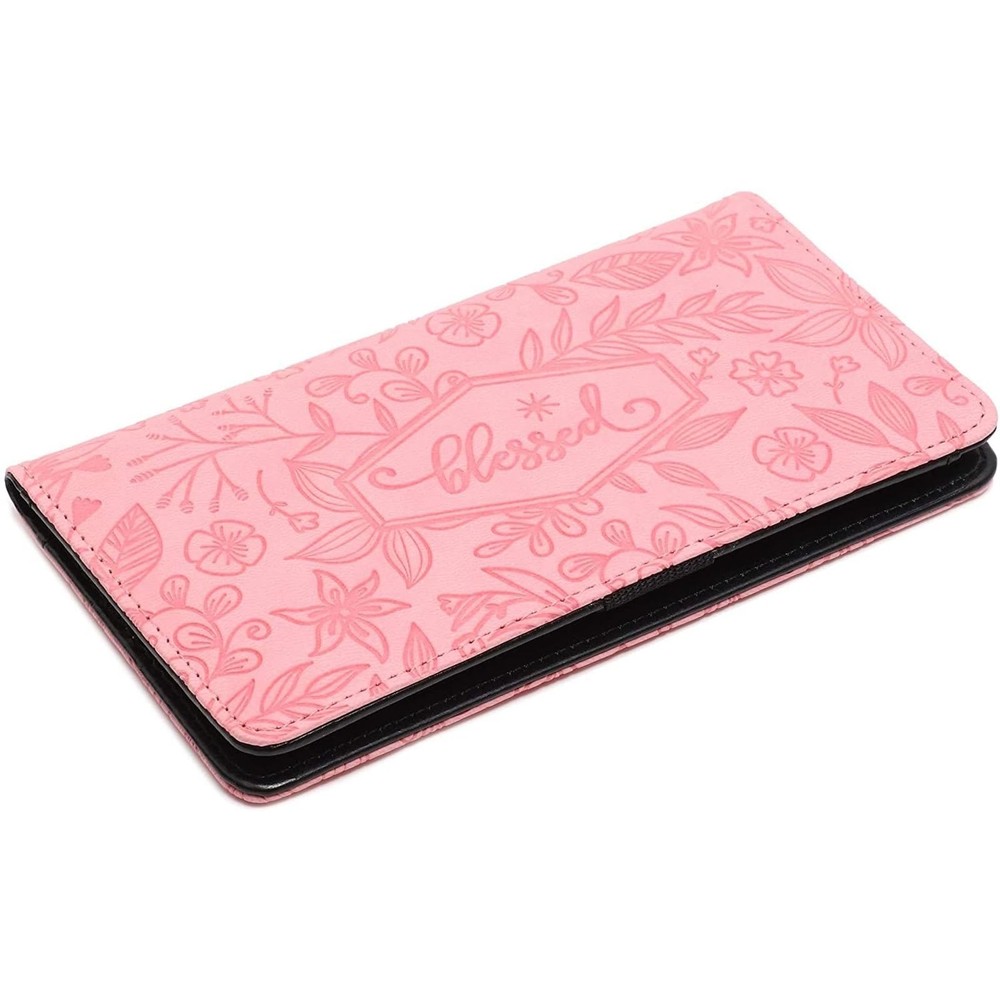 Embossed Checkbook Cover Floral Pattern Check Book Covers RFID-Blocking