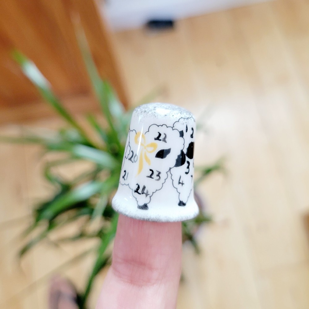 Vintage "Counting Sheep" Dream China Thimble