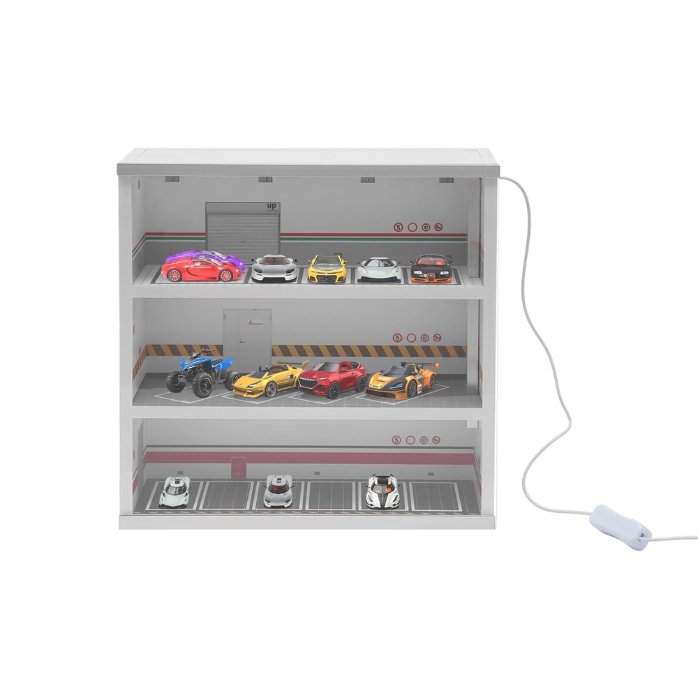 Diecast Model Car Display Case &LED Light For 1:64 3-Layer Model Display Cabinet