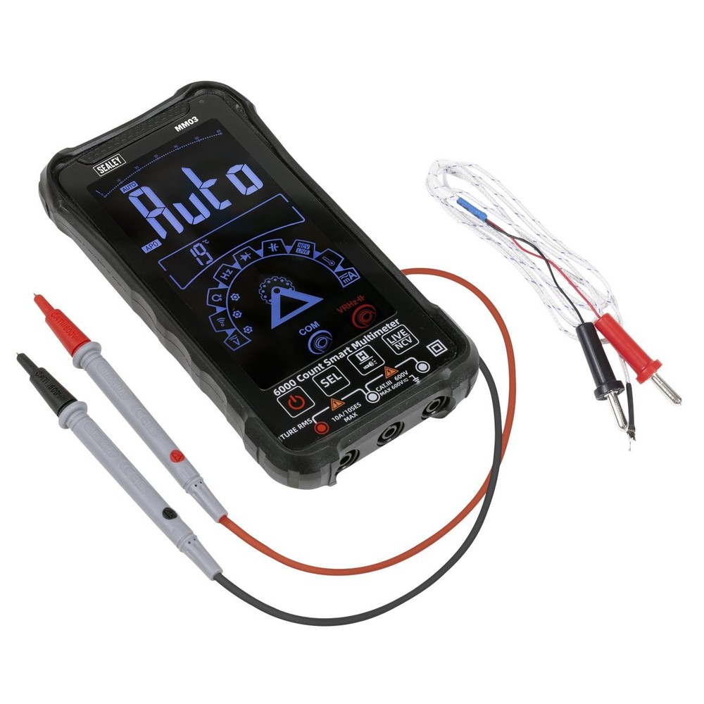 Sealey Touchscreen Auto Ranging Digital Smart Multimeter 10 Function MM03