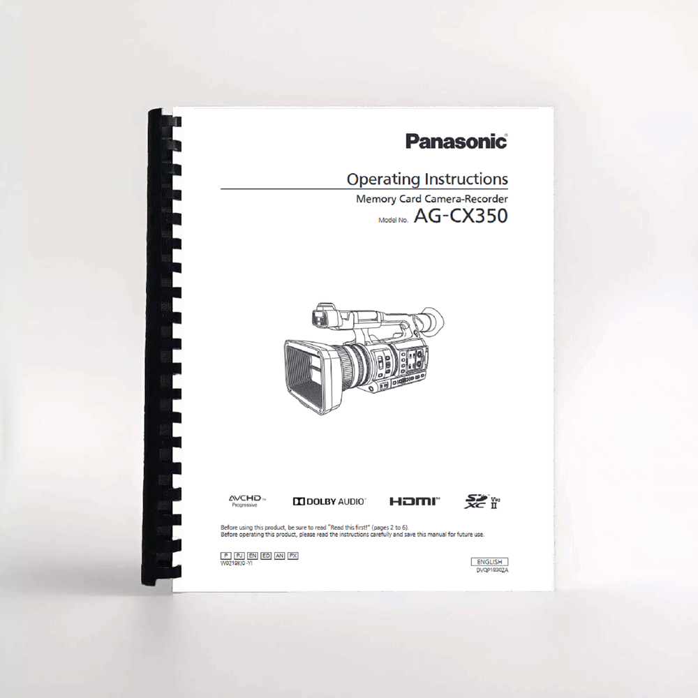 Owners Manual for Panasonic AG-CX350 Video camera