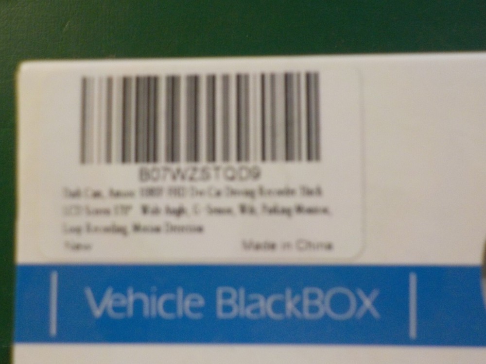 Vehicle Blackbox Dash Cam - Motion Detecting, Loop Video, G Sensor (SB)