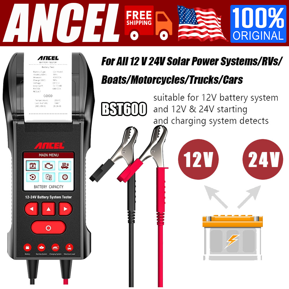 ANCEL BST600 Car Battery Load Tester 12V&24V Charging System Analyze Tester Tool