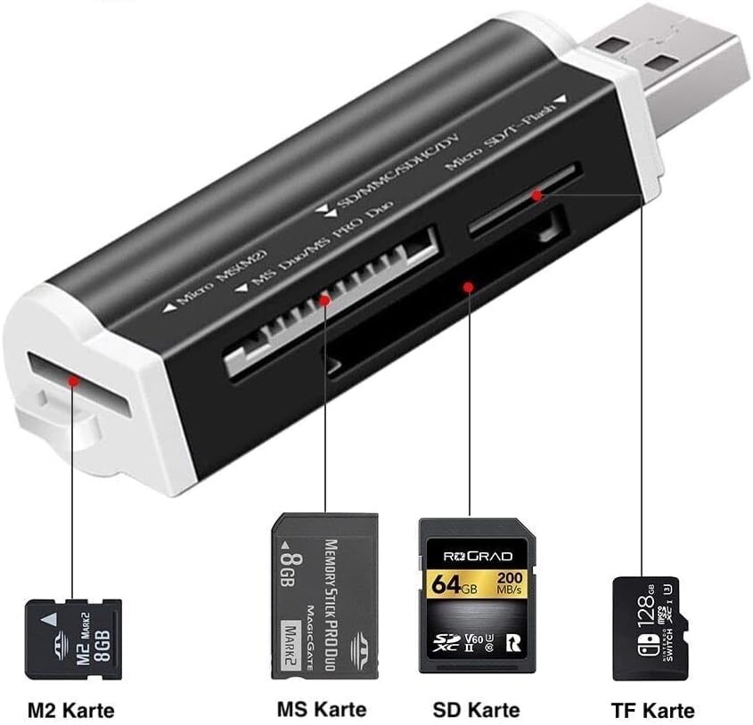 BUBUCAM USB SD Card Reader for PC, Micro to Adapter, Black