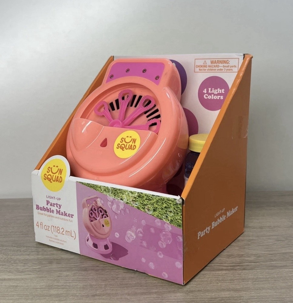 Sun Squad Light-Up Party Bubble Maker 4 fl Oz, Multiple Colors