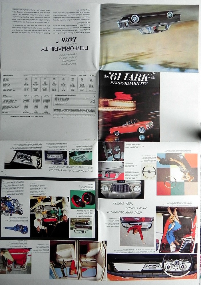 1961 STUDEBAKER LARK & HAWK Sales Brochure folder poster