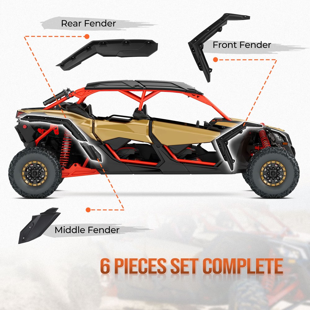 Fender Flares + Lower Door Half 2 Panel Inserts For Can Am Maverick X3 2017-2024