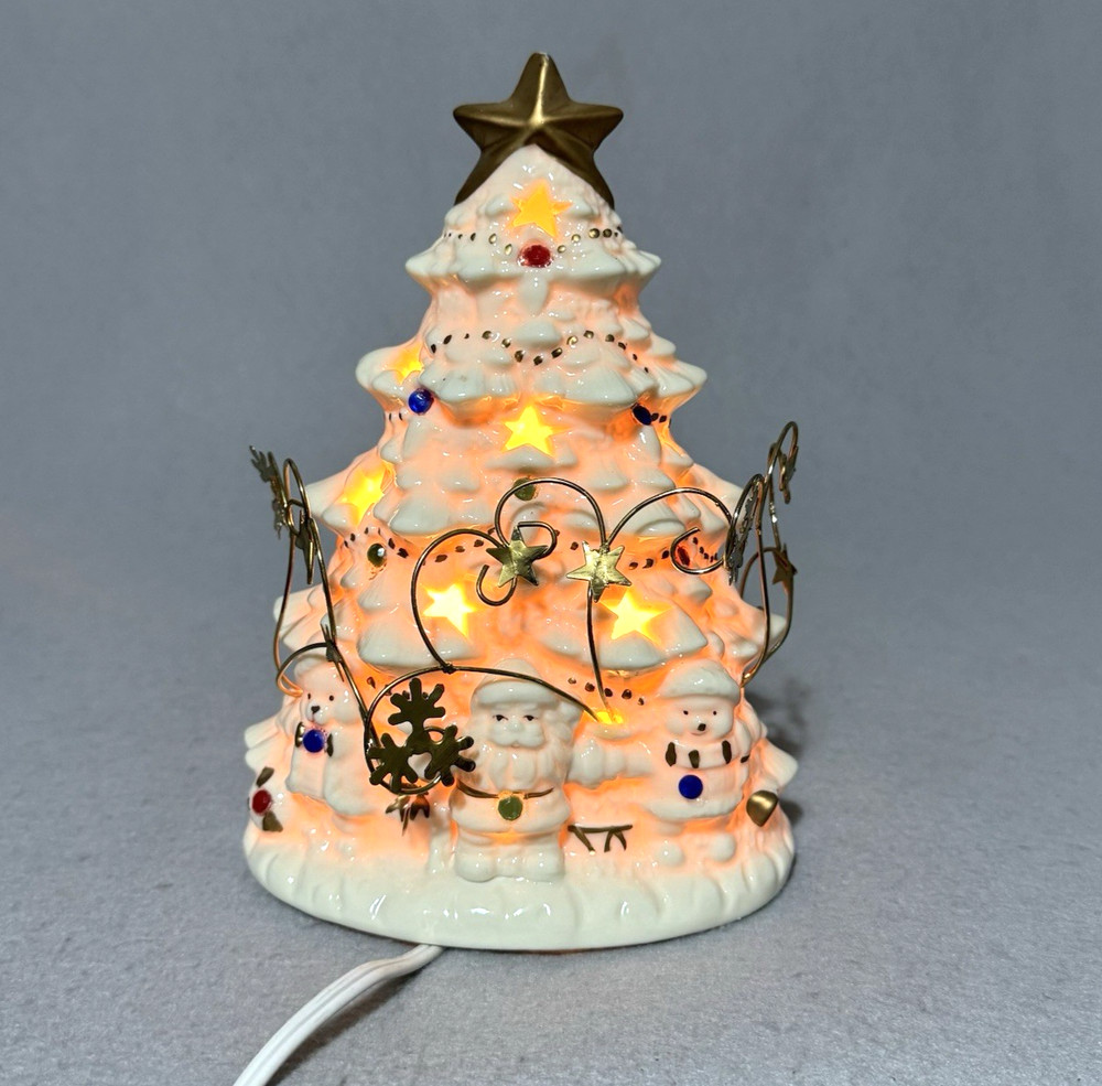 Vintage Porcelain Christmas Tree Lighted w/ Box 7"