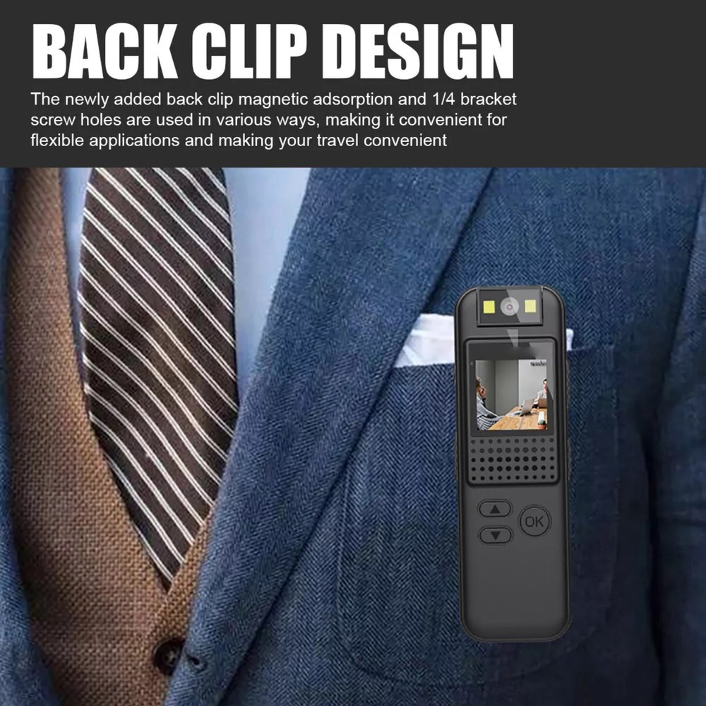 Wearable 1080P HD Micro Camera W/3 Mount Styles Clip/Magnet/1/4 Strap Bracket