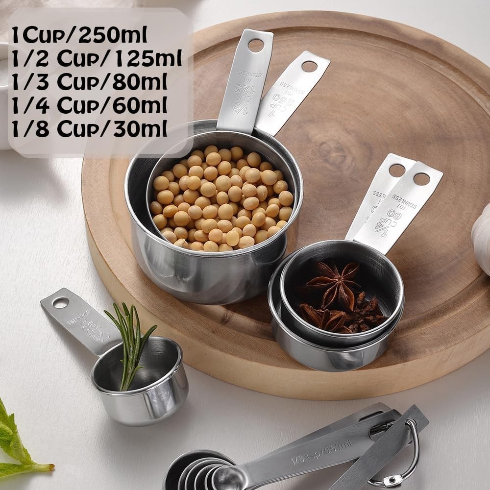 Stainless Steel Measuring Cups Set, 5 Pieces Kitchen Measuring Sets Gadgets tool