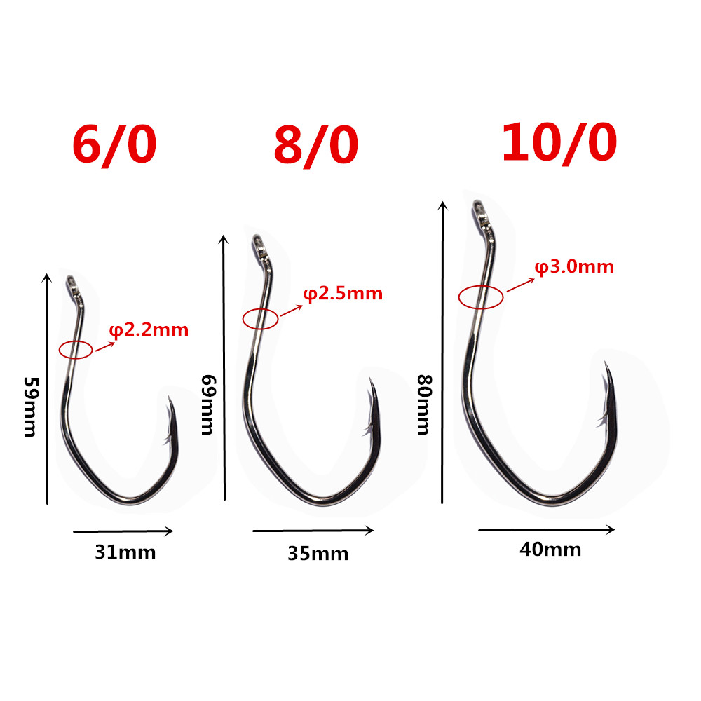 25 - 50Pcs Catfish hooks Offset Big River Sharpened Carbon Steel Circle Fishhook