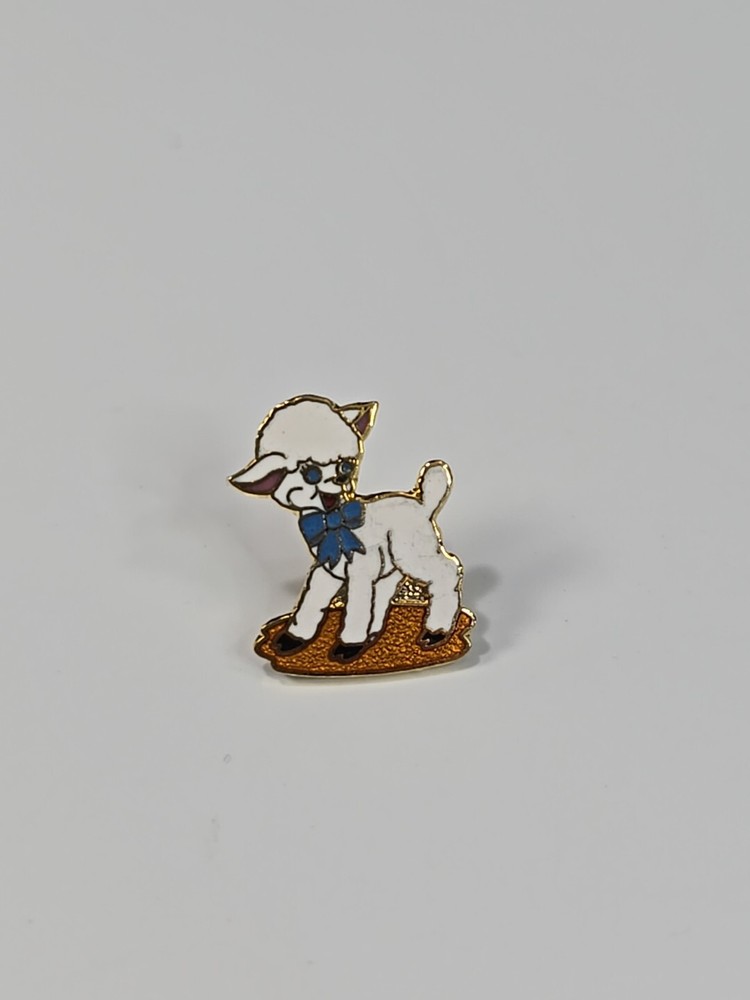 Lamb With Blue Bow Lapel Pin Small Size