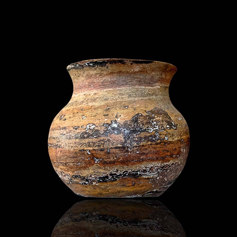 Classic Table Vase Red Travertine H15Cm