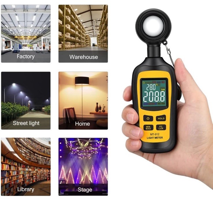 Light Meter Digital Illuminance Meter Handheld Ambient Temperature Measurer, ...