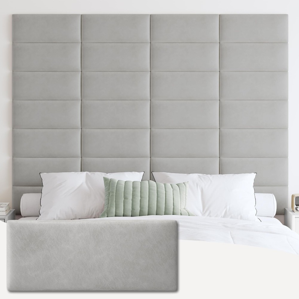 IFNOW Wall Mounted Upholstered Headboard King, 3D Peel & Stick Soundproof Panel