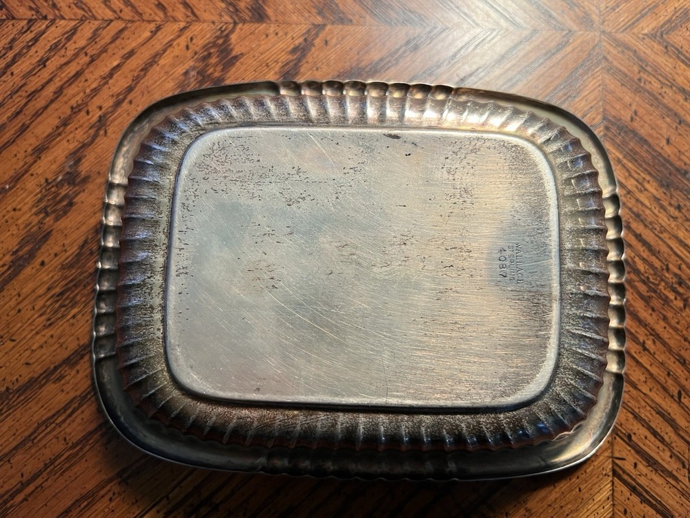 Wallace Sterling Silver .925 Rectangular Ribbed Bowl 4087, Antique Design, 160g