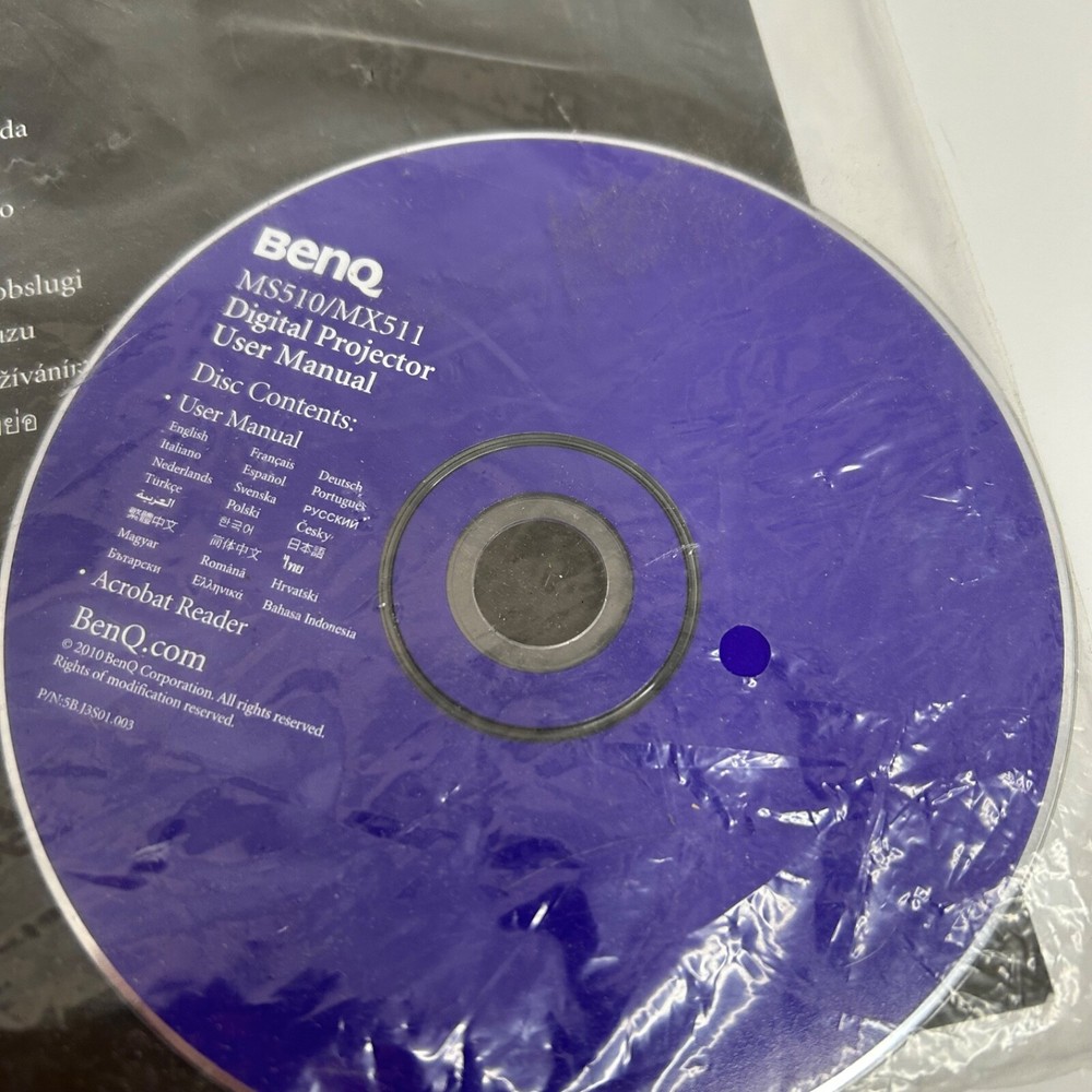 Benq MS510/MX511 Digital Quick Start Guide & CD-ROM Manual