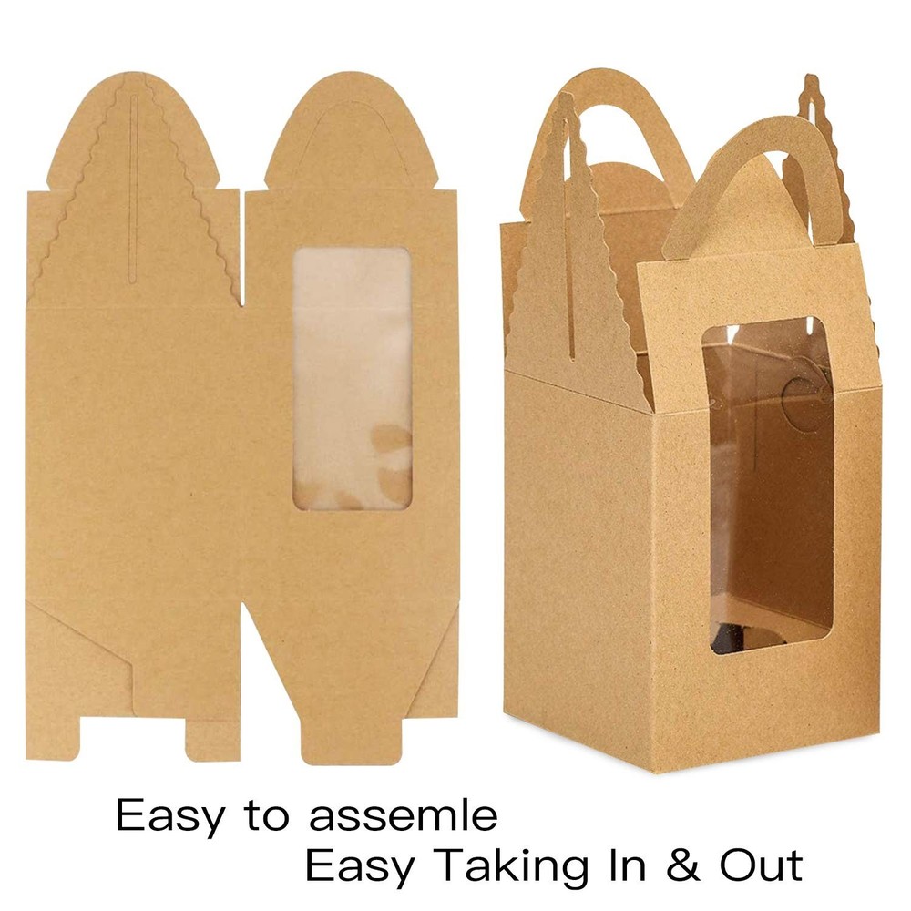 Cupcake Boxes, 30 Pack Individual Single With Clear Window Inserts Handle - M...
