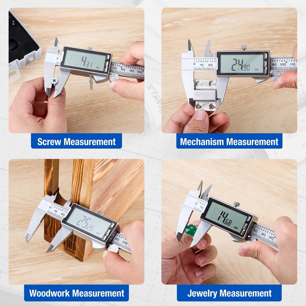 Electronic Digital Caliper 6", Professional Precision Micrometer Calipers, ±0...