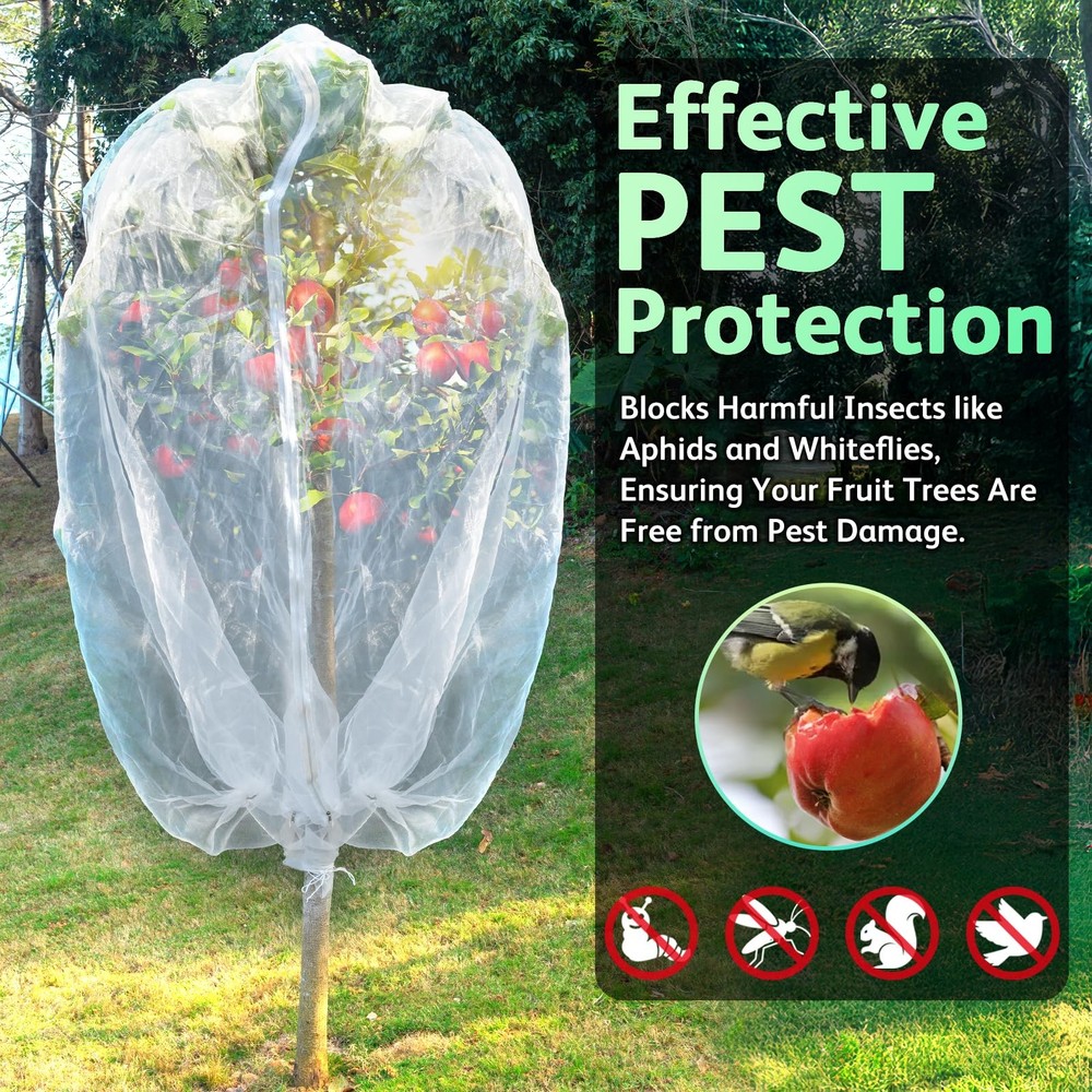 4Pack 3.3x2.6 ft Blueberry & Fruit Tree Bird Netting Cover with Drawstring