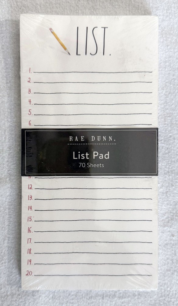Rae Dunn List Pad - 4" x 8" 70 Sheets NEW