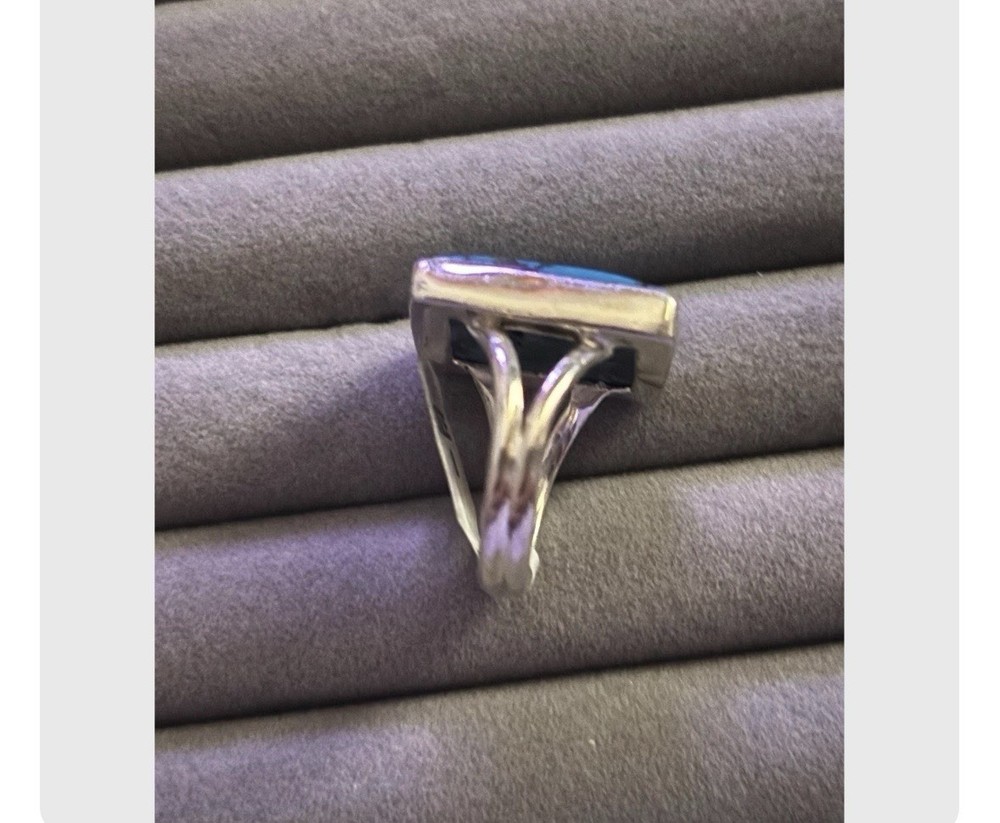 Kingman Turquoise Blue Mojave Ring Size 7.5 Solid Sterling Silver