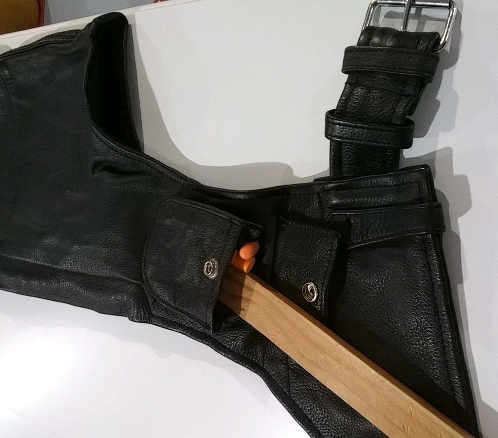Unisex VANCE Black LEATHER, Deep Pockets, MOTORCYCLE / BIKER Chaps REALLY NICE!