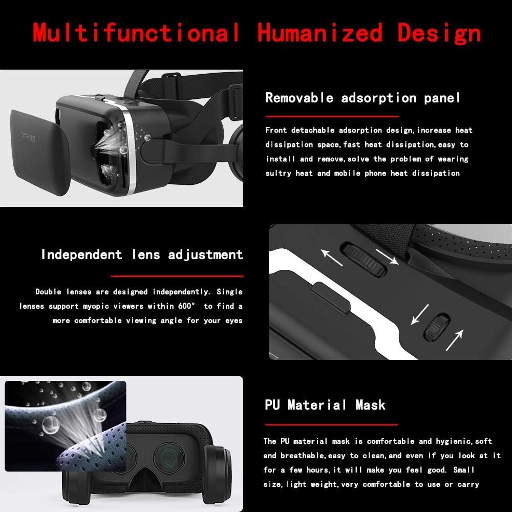 Advanced VR Glasses with Adjustable Headband & Controller for Smartphone Use