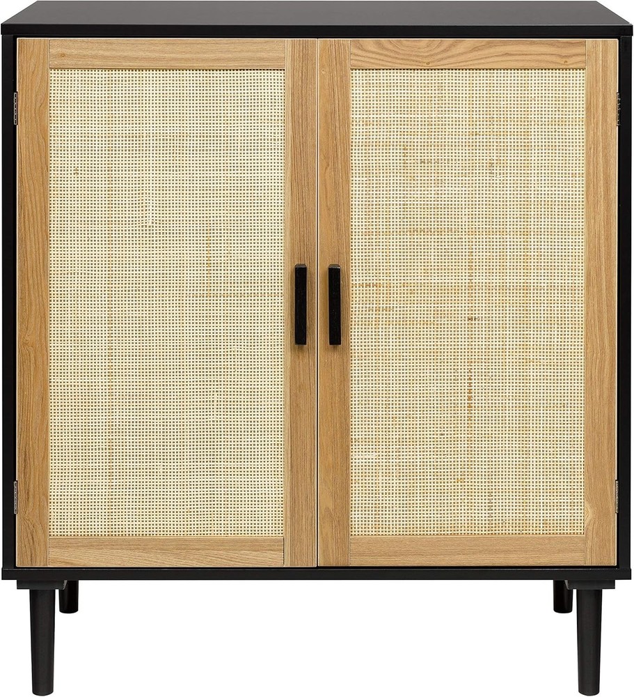 Sideboard Buffet Cabinet, Kitchen Storage Sideboard with Rattan Decorated Doo...