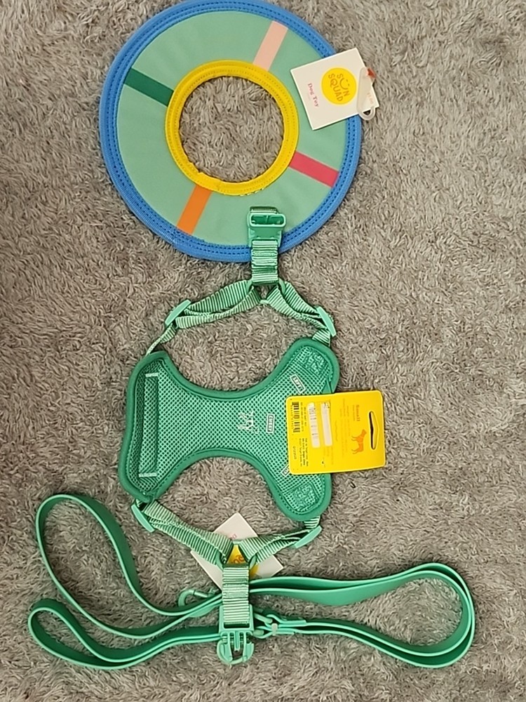 Sun Squad Leash, Adjustable Harness and Toy, Multi-Color, Size Small