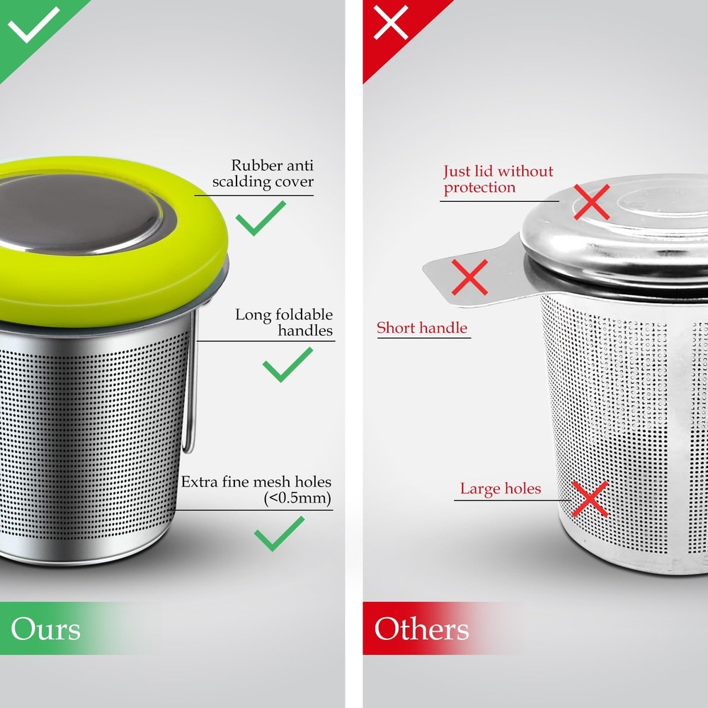 Tea Infuser Stainless Steel Tea Strainer Folding Handle Tea Filter Extra Fine...
