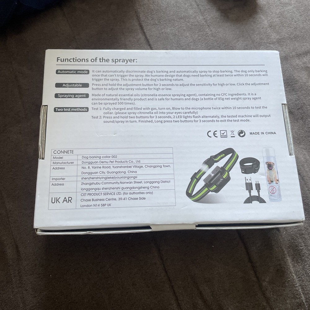 Connete Rechargeable Automatic Citronella Spray Bark Stopping Device Kit