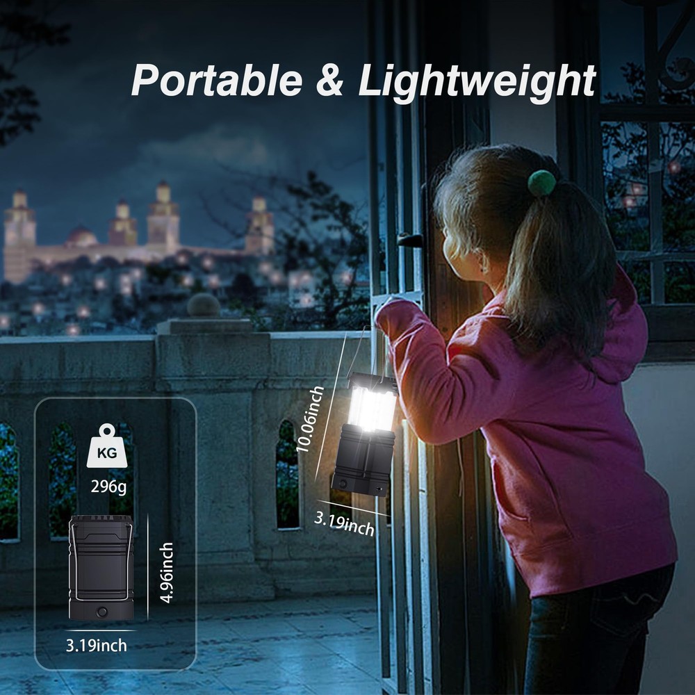 3000mAh Large Capacity Hand Crank Solar Camping Lantern, Small, Black