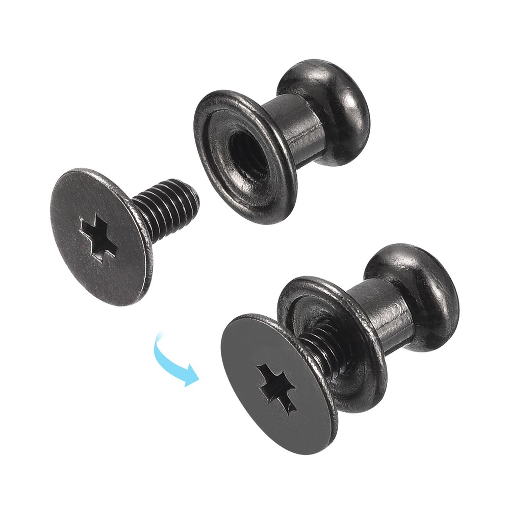 20Pack 6mm Ball Head Stud Rivets Screw Back Round Head Button Metallic Black