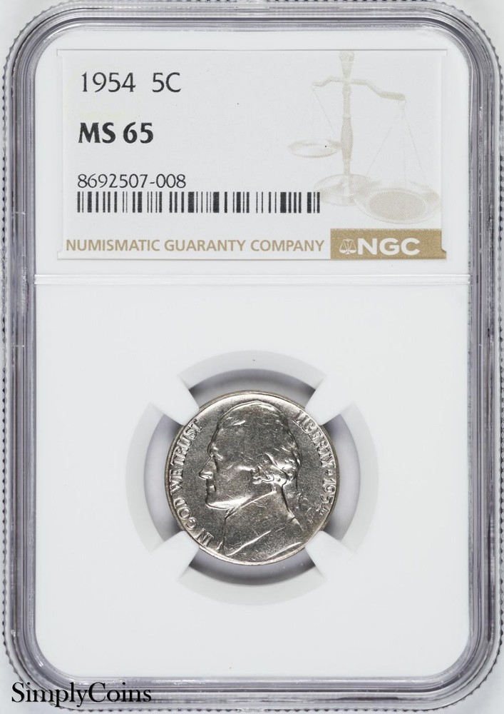 1954 Jefferson Nickel NGC MS65
