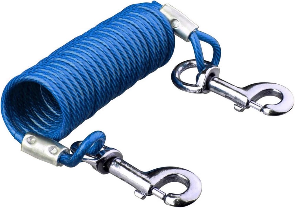 12ft Pet Coiled Tie Out Cable - Quick Retractable Design, Tangle-Free Use