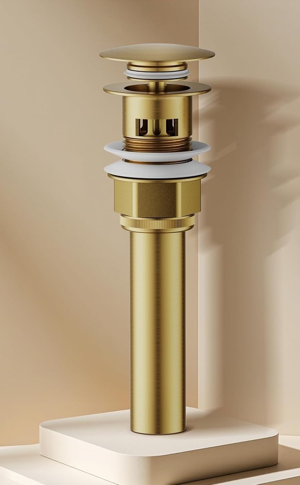 Robust Gold Bathroom Sink Drain with Overflow, Easy Installation & Strainer