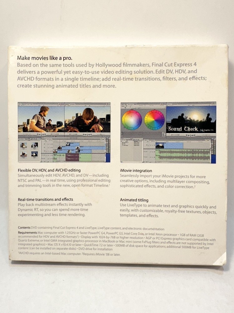 Apple Software Final Cut Express 4 Retail Version MB278Z/A with Original Box