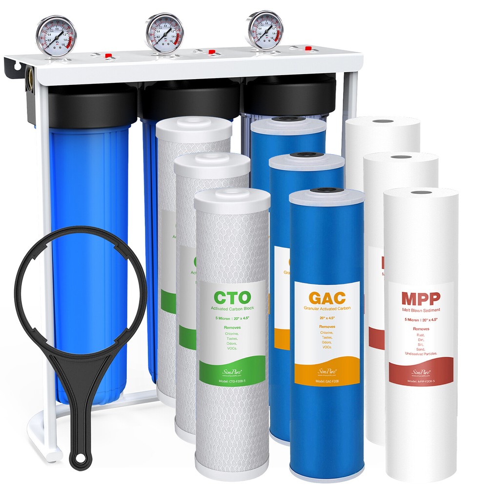 Big Blue Whole House Water Filter System 20"x4.5" Sediment Filter 100000 Gal