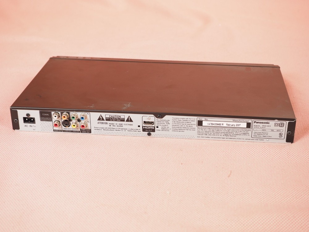 Panasonic DVD Player DVD-S53 Tested & Working No Remote