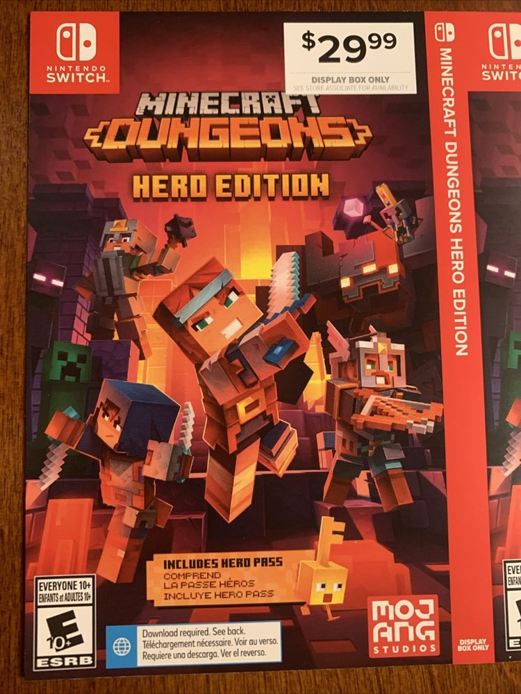 Minecraft Dungeons Hero Nintendo Switch - Authentic- RARE - Display Box Only