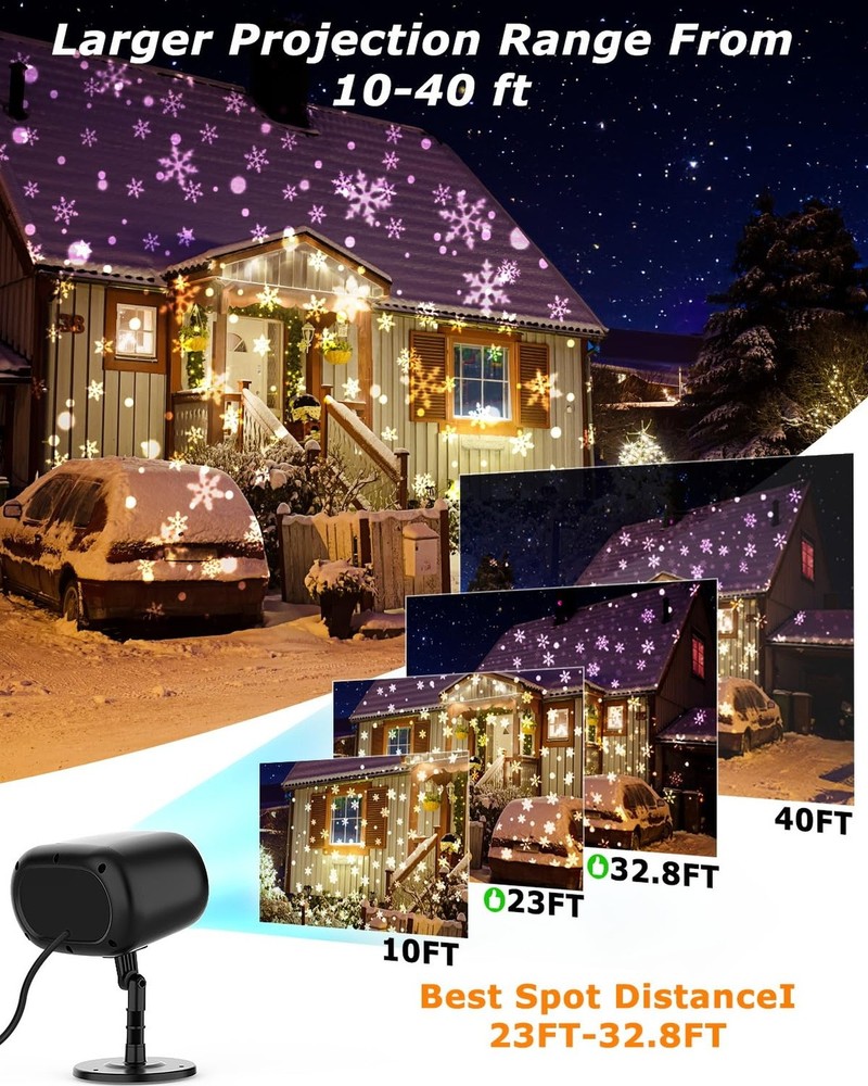Snowflake Projector Lights with Remote, Timer, Dimmer, IP65 Waterproof丨Ch