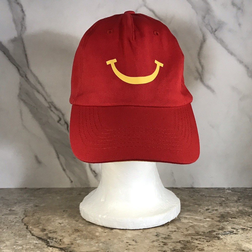 McDONALD'S RED SMILE LOGO EMPLOYEE HAT ADJUSTABLE